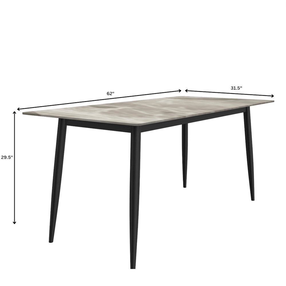 Modern Dining Table Black Base, With 62 Deep Grey Sintered Stone Top. Picture 9