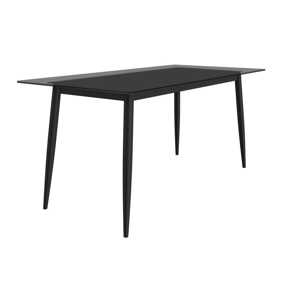 Zayle Series Modern Dining Table Black Base, With 71 Clear Glass Top. Picture 1