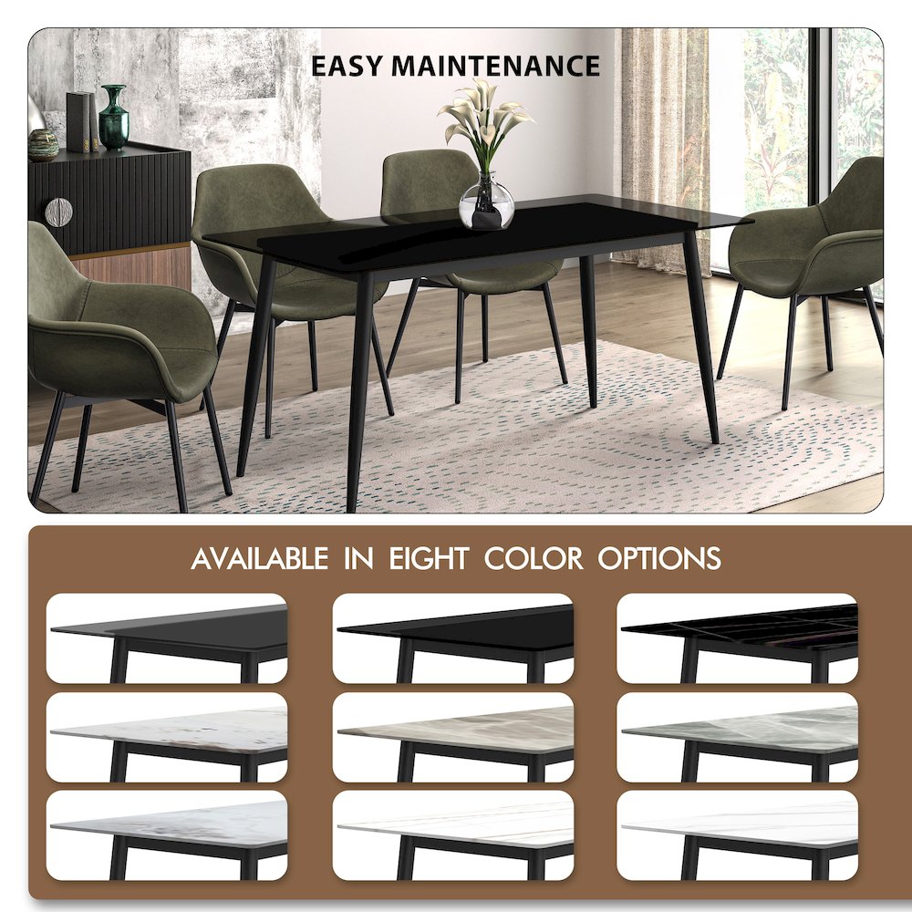 Zayle Series Modern Dining Table Black Base, With 71 Clear Glass Top. Picture 5