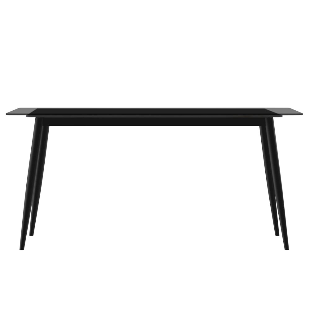 Zayle Series Modern Dining Table Black Base, With 71 Clear Glass Top. Picture 6