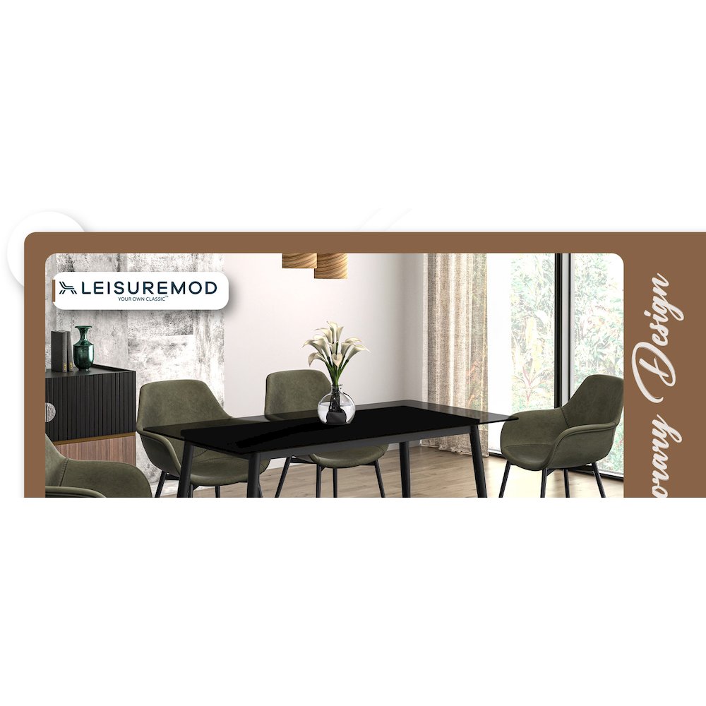 Zayle Series Modern Dining Table Black Base, With 71 Clear Glass Top. Picture 2