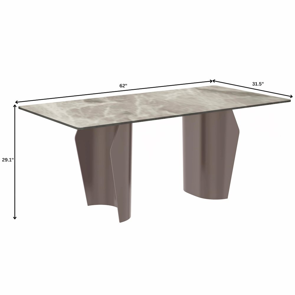 Dining Table Champagne Gold Stainless steel Base, With 62" Deep Grey. Picture 2