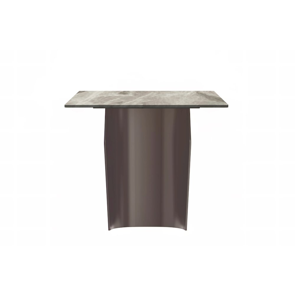 Dining Table Champagne Gold Stainless steel Base, With 62" Deep Grey. Picture 9