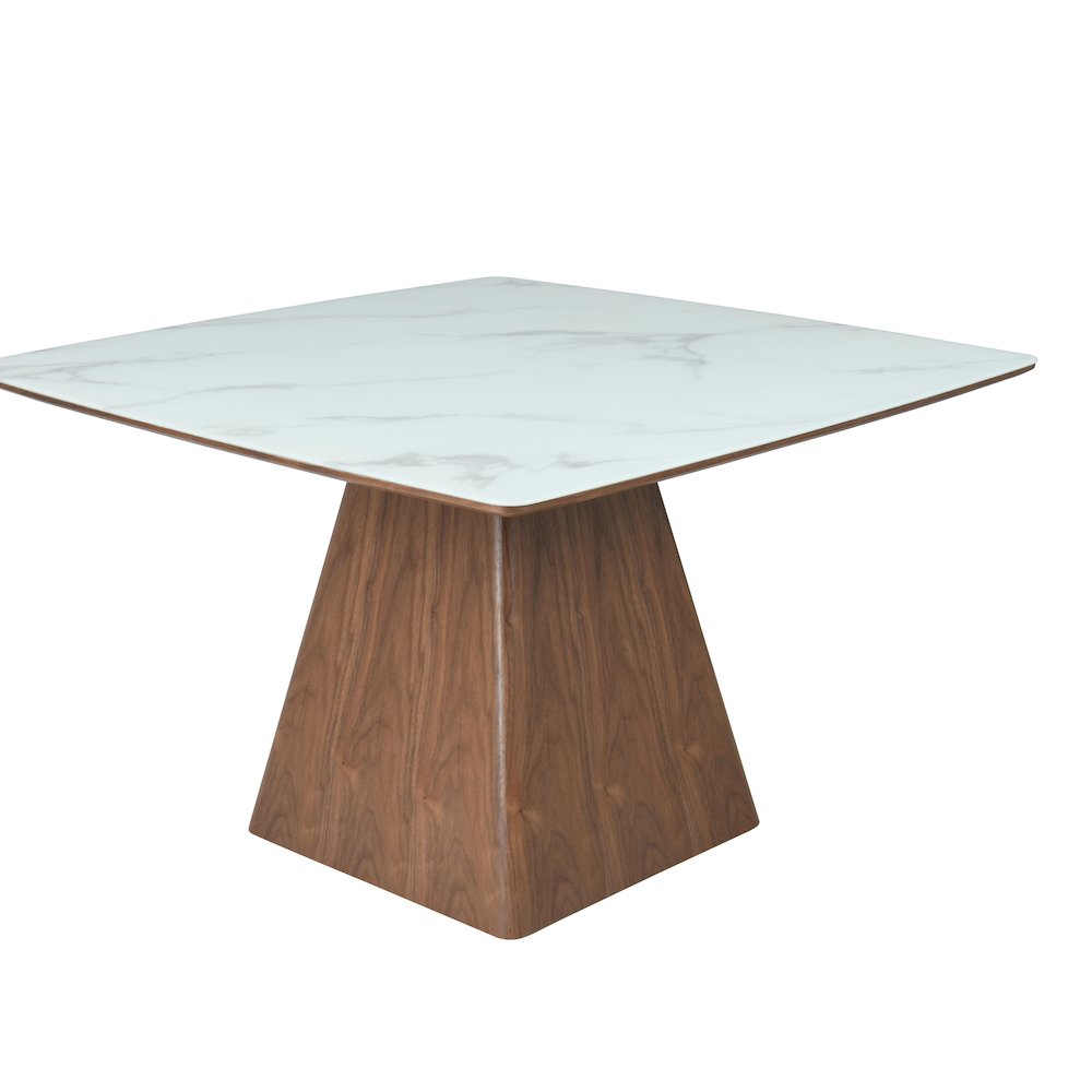 Modern Dining Wooden Square Dining Table Walnut With Marbled Top. Picture 1