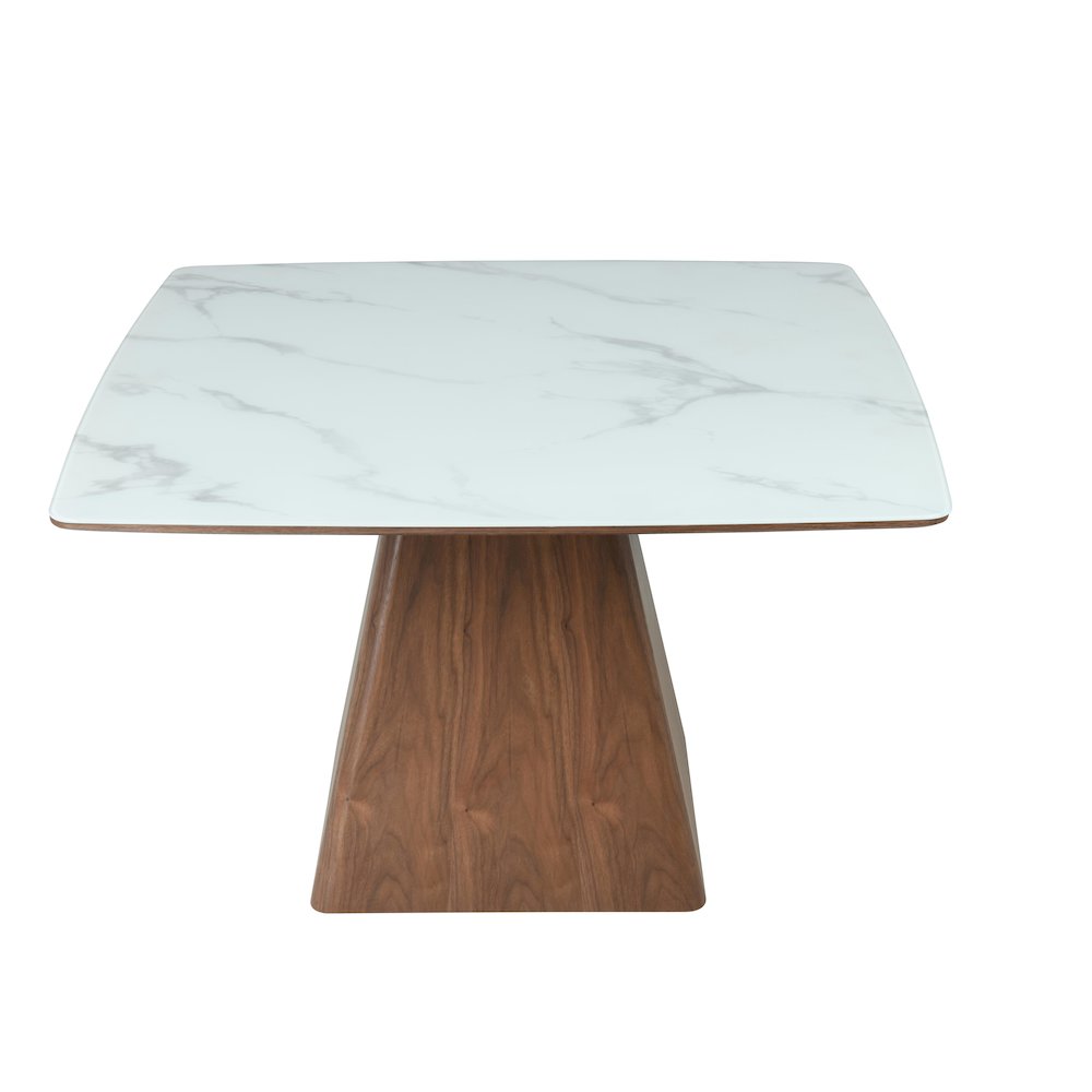 Modern Dining Wooden Square Dining Table Walnut With Marbled Top. Picture 14
