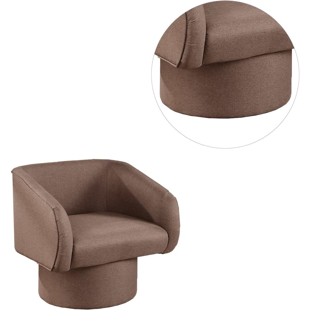 Poundex Round Base Swivel Faux Leather Accent Chair in Light Coffee. Picture 3