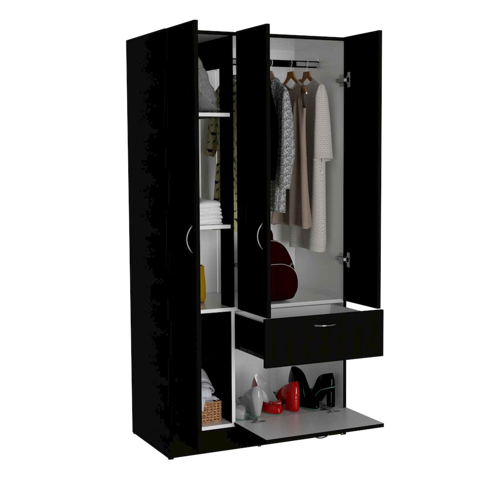 Primavera Armoire Black / White MDF. Picture 2
