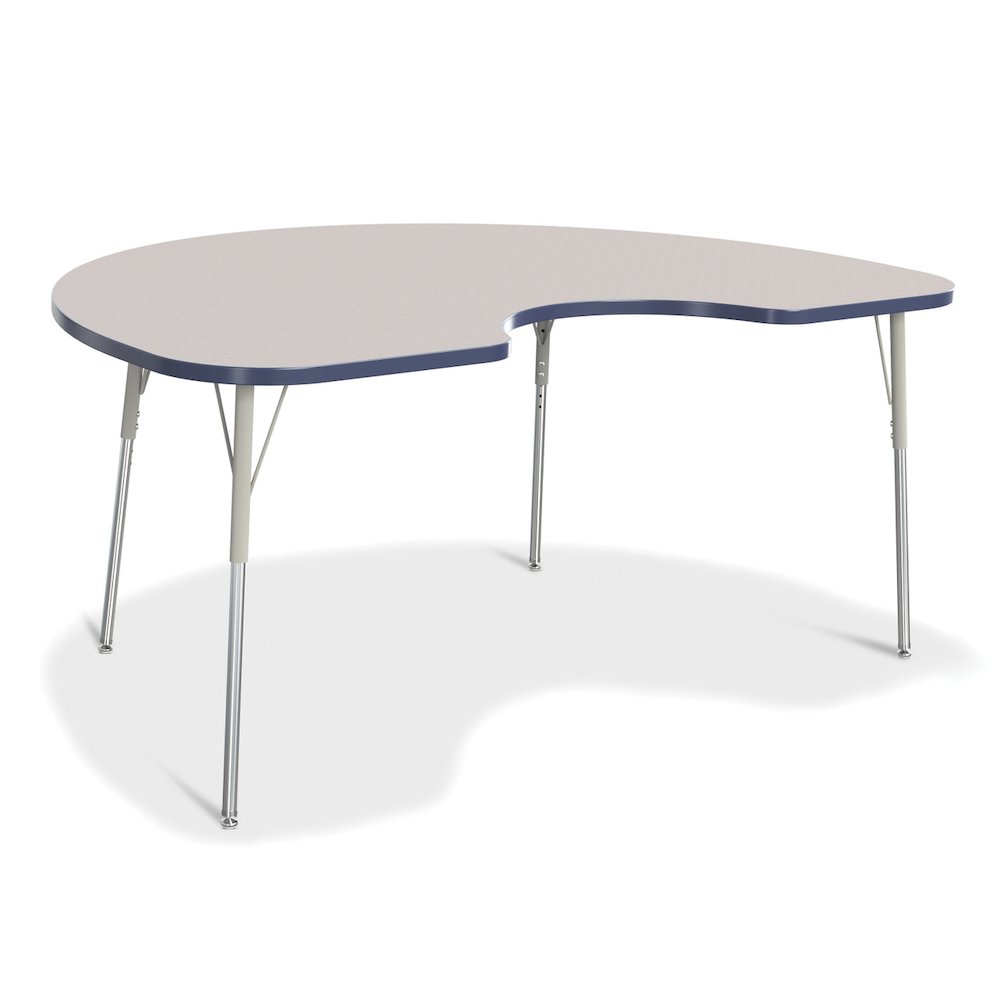 Jonti-Craft Berries Adult Height Prism Color Edge Kidney Table - Laminated Kidney-shaped, Navy Top - Four Leg Base - 4 Legs - Adjustable Height - 24" to 31" Adjustment - 72" Table Top Length x 48" Tab. Picture 1
