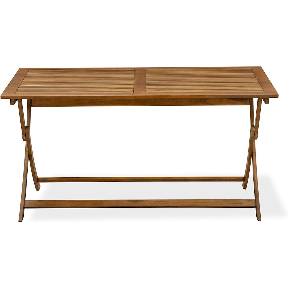 AECM7CWNA - 7 Piece Excellent Outdoor Patio Set-Beautiful Wooden Folding Table with 6 Arm Less Outdoor Chairs- Natural Oil Finish. Picture 6