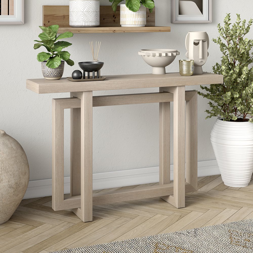Breslow 44" Wide Rectangular Console Table in Alder White. Picture 3