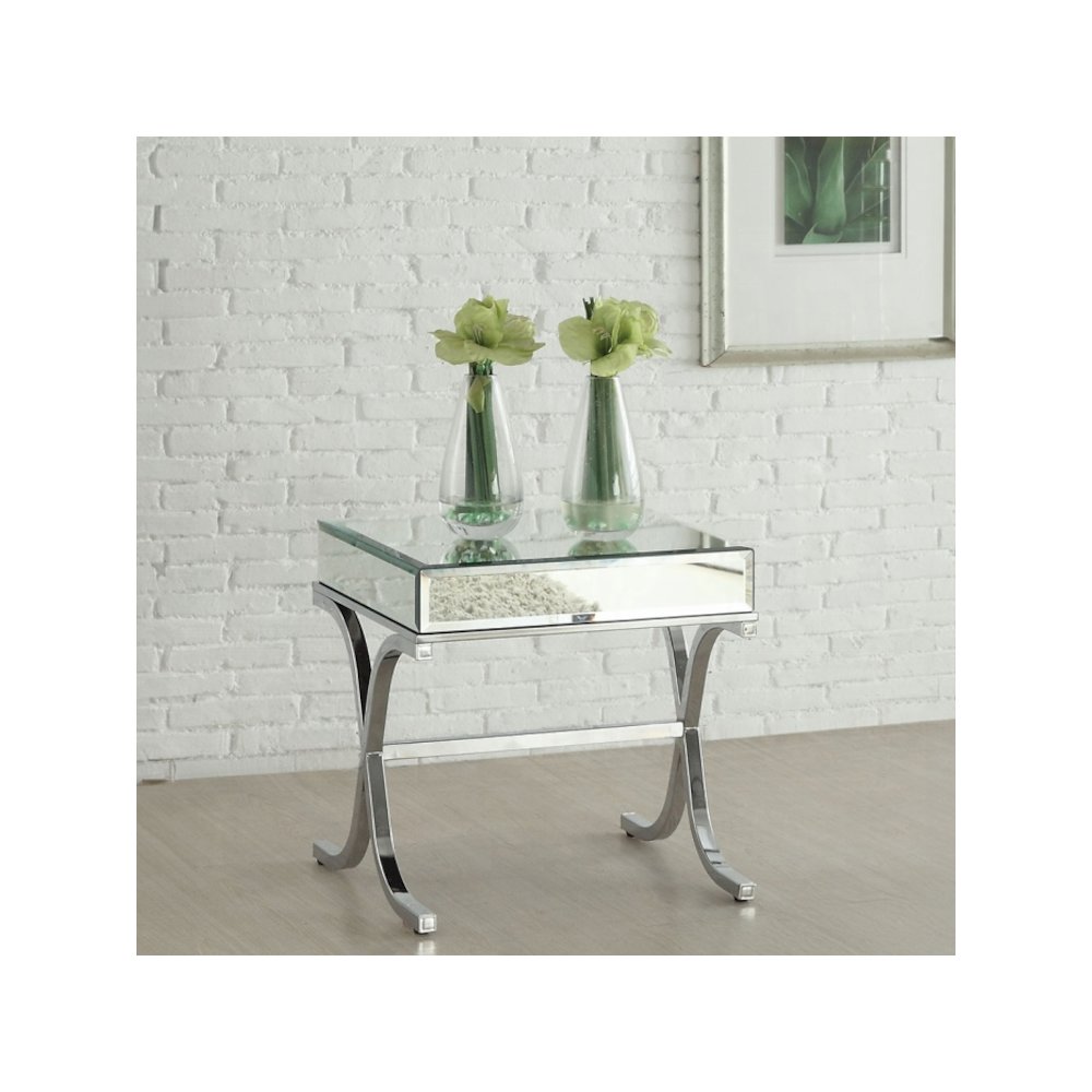 Yuri End Table, Mirrored & Chrome. Picture 2