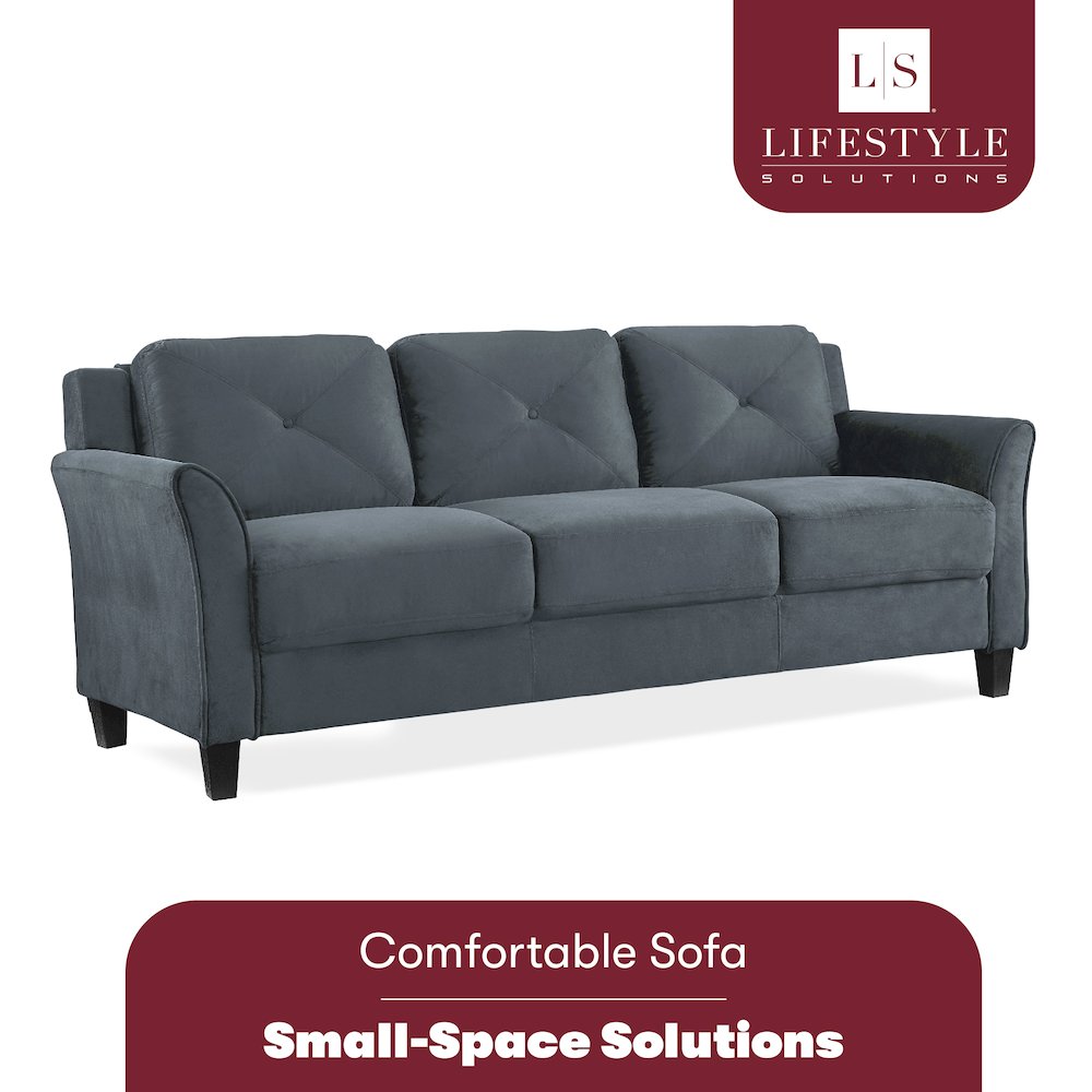 Hartford Sofa Rolled Arms Dark Grey. Picture 7