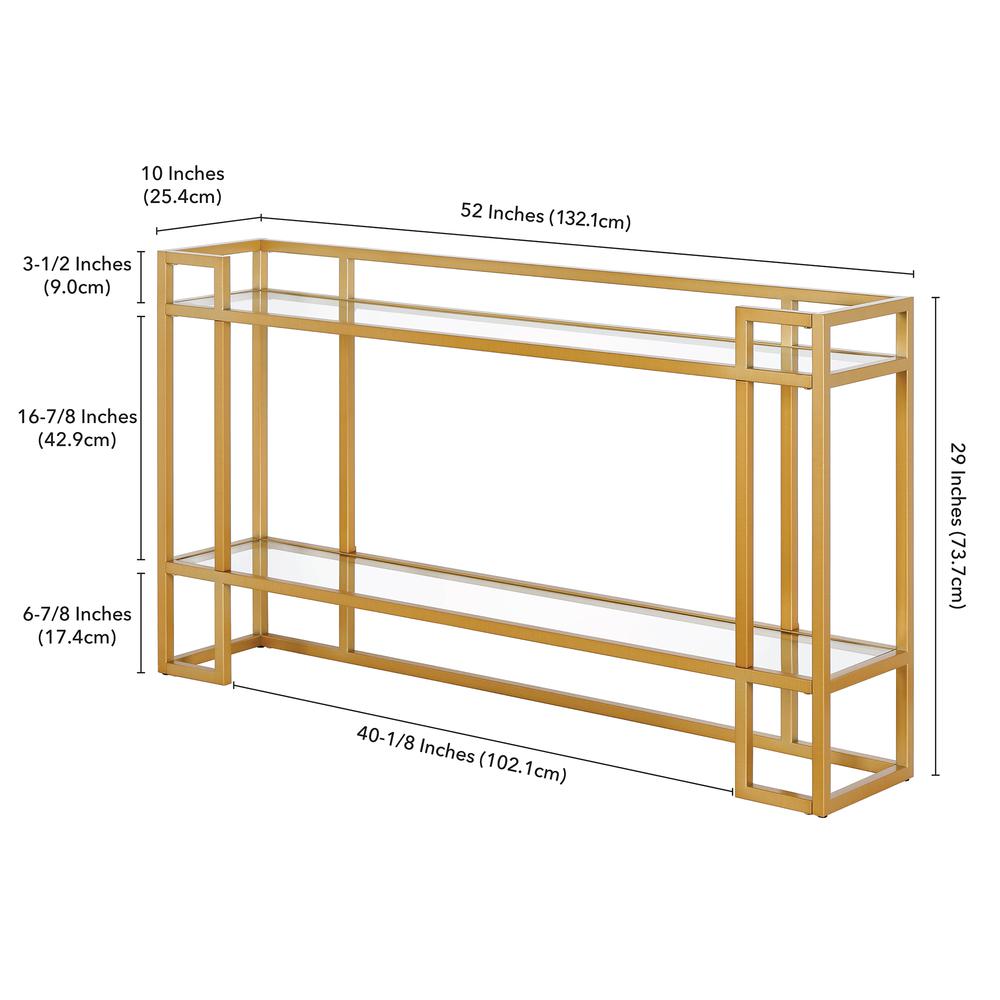 Uriel 52'' Wide Rectangular Console Table in Brass. Picture 5