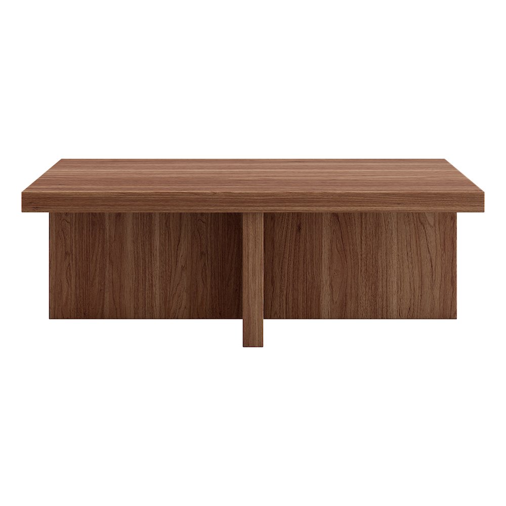 Elna 44" Wide Rectangular Coffee Table in Satin Walnut. Picture 2
