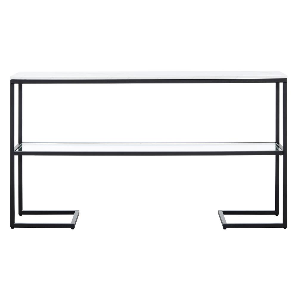 Errol 55'' Wide Rectangular Console Table with Faux Marble Top in Blackened Bronze. Picture 3