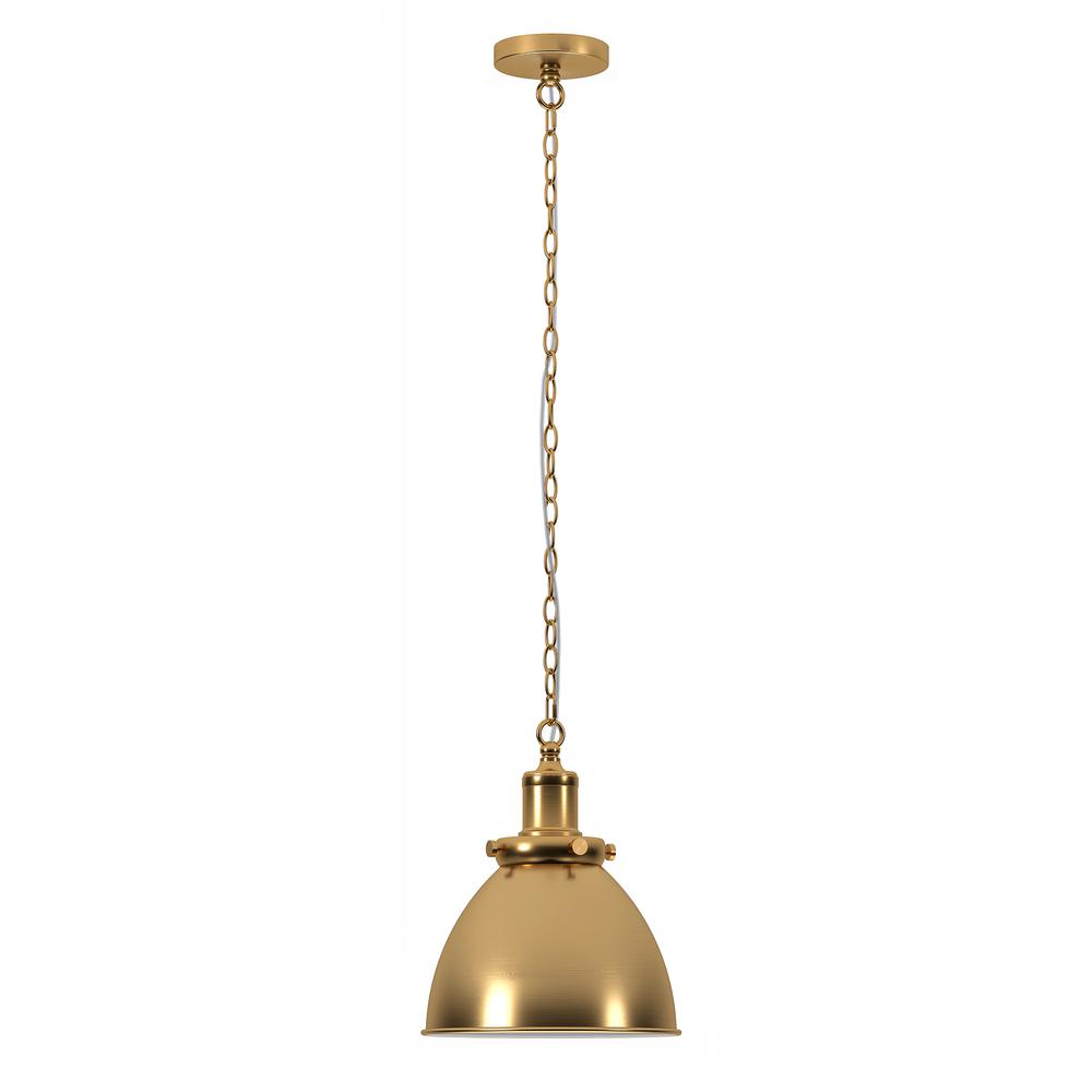 Elodie 12" Wide Pendant with Metal Shade in Brass/Brass. Picture 1