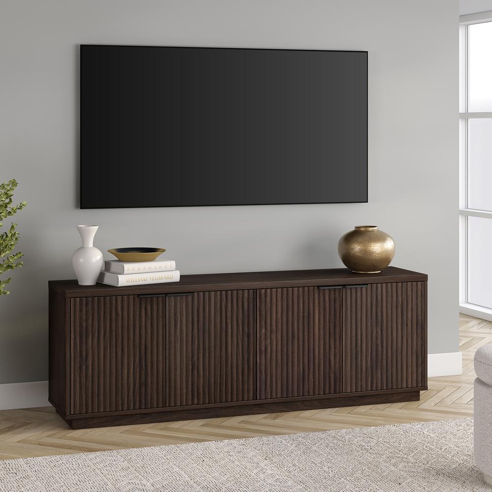 Mansfield Rectangular TV Stand for TV's up to 78" in Alder Brown. Picture 4