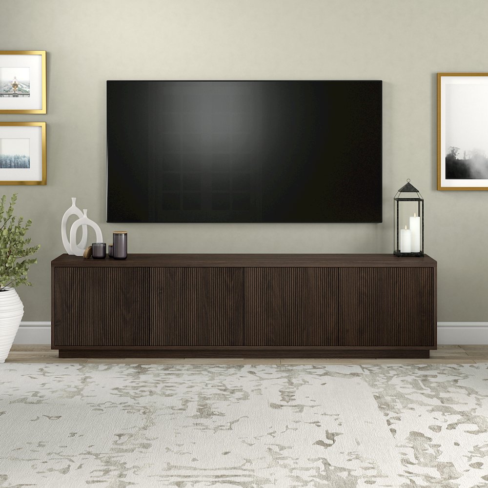 Hanson Rectangular TV Stand for TV's up to 85" in Alder Brown. Picture 3