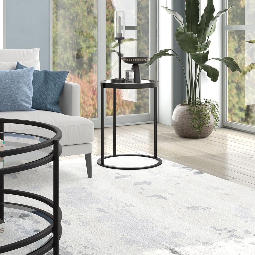 Duxbury 16'' Wide Round Side Table in Blackened Bronze. Picture 4