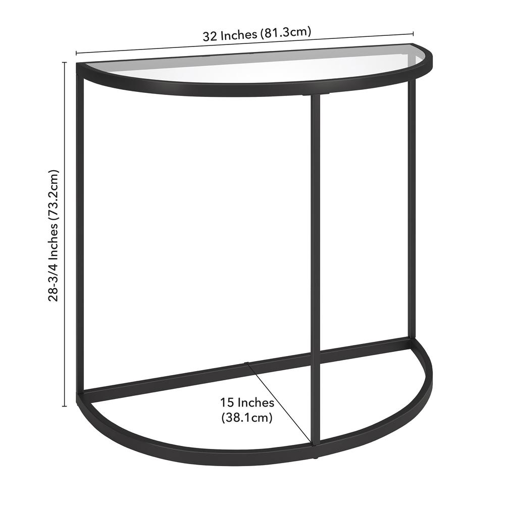 Verlaine 32" Wide Demilune Console Table in Blackened Bronze. Picture 4
