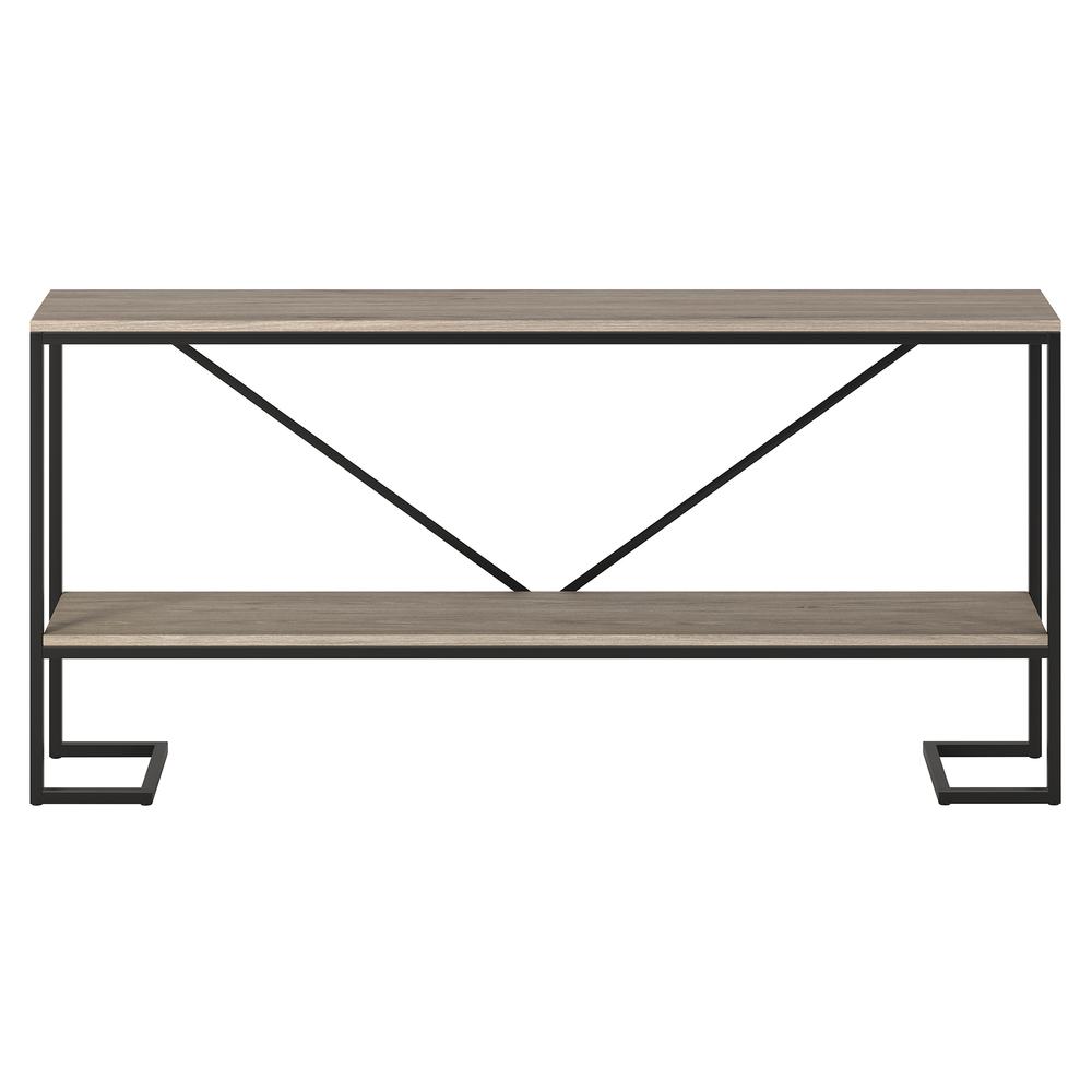 Phoebe 64" Wide Rectangular Console Table in Blackened Bronze/Antiqued Gray Oak. Picture 3