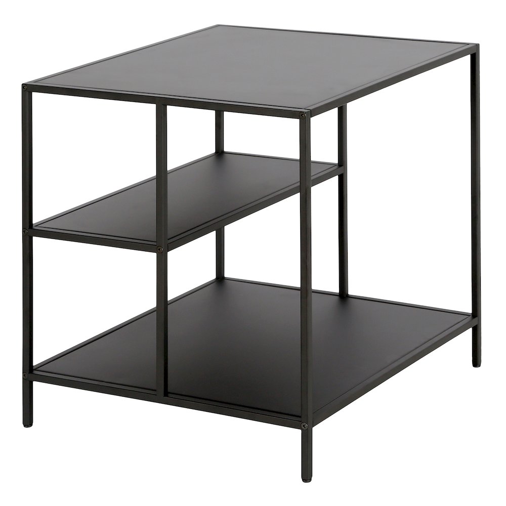 20" Modern Square End/Side Table, Nightstand with Staggered Open Display Shelves. Picture 1