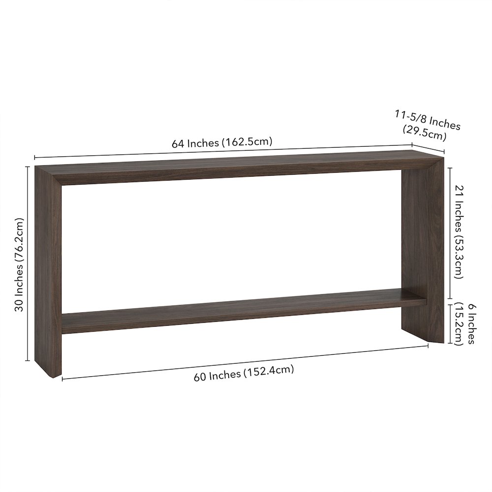 Osman 64" Wide Rectangular Console Table in Alder Brown. Picture 5