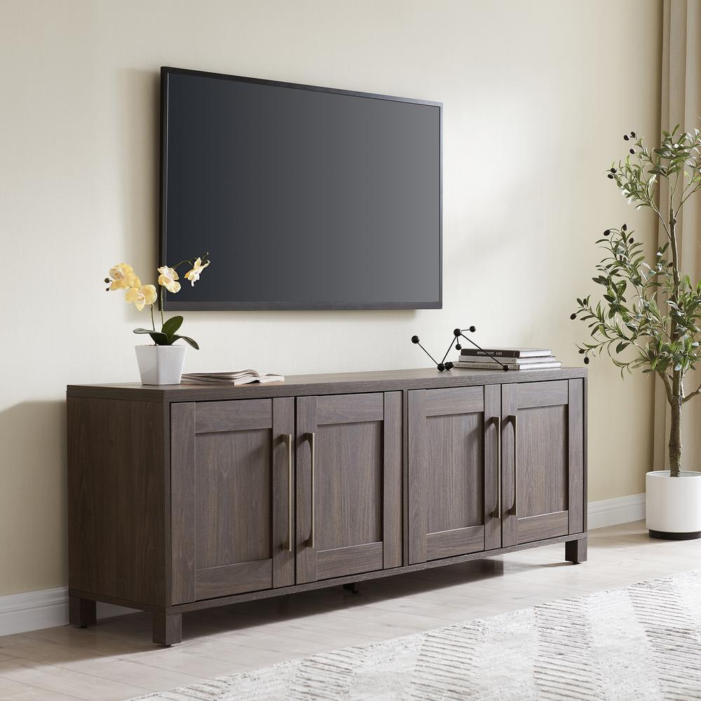 Chabot Rectangular TV Stand for TV's up to 80" in Alder Brown. Picture 2