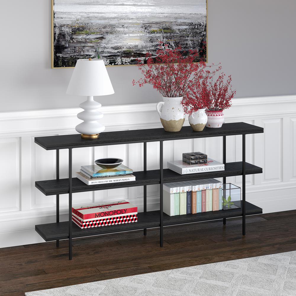 Harper 64'' Wide Rectangular Console Table in Black Grain. Picture 3