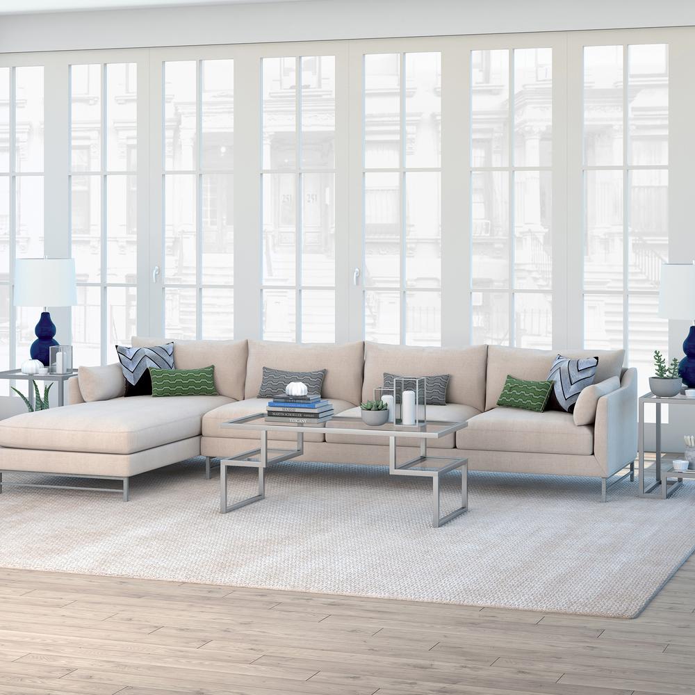 Zander 45'' Wide Rectangular Coffee Table in Nickel. Picture 4