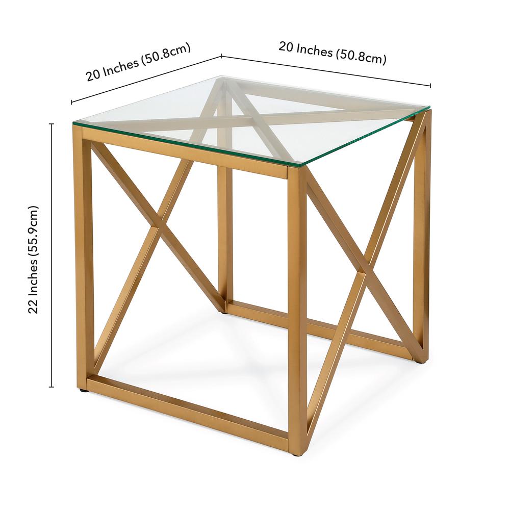 Dixon 20'' Wide Square Side Table in Brass. Picture 5