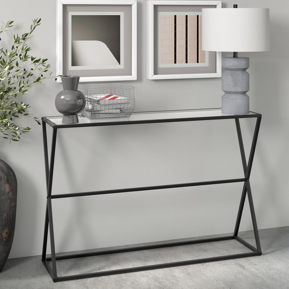 Sabrina 45'' Wide Rectangular Console Table in Blackened Bronze. Picture 2