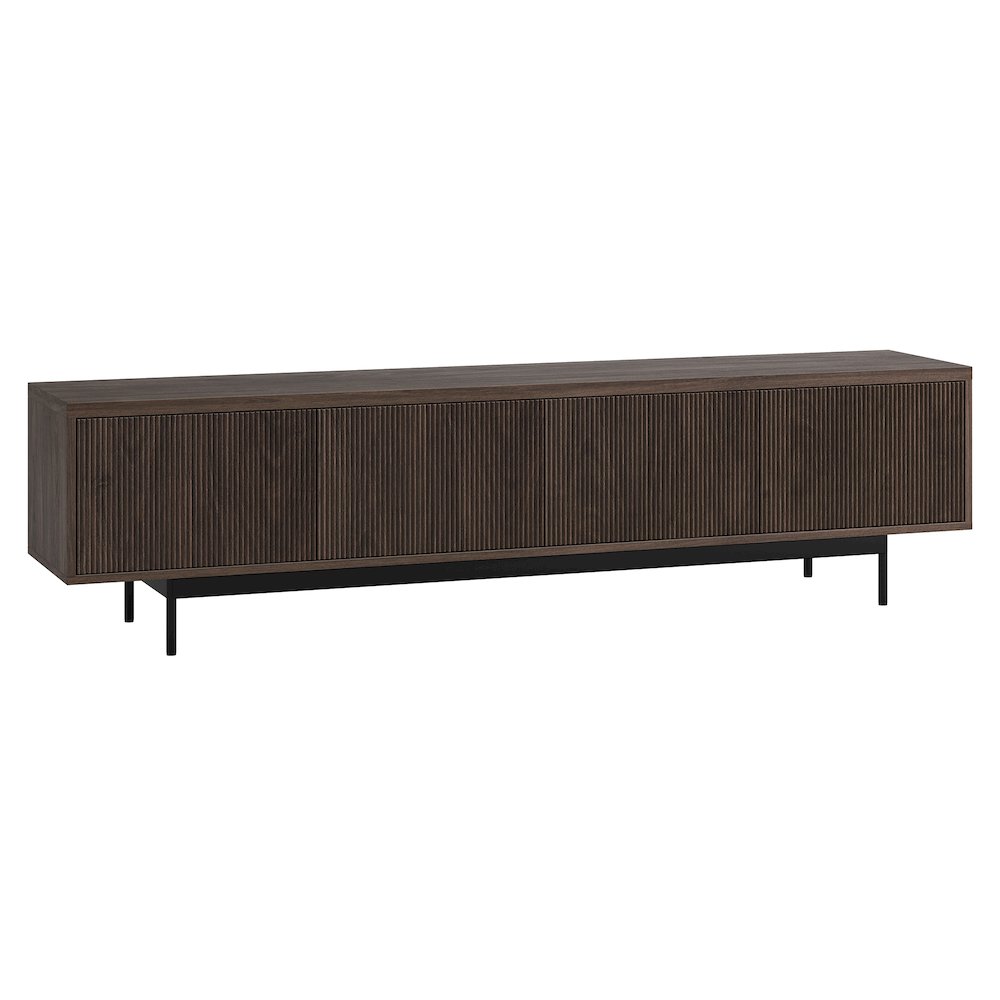 Henn&Hart Fluted TV Stand for TVs up to 85" with 2 Open-Concept Ribbed Storage. Picture 1