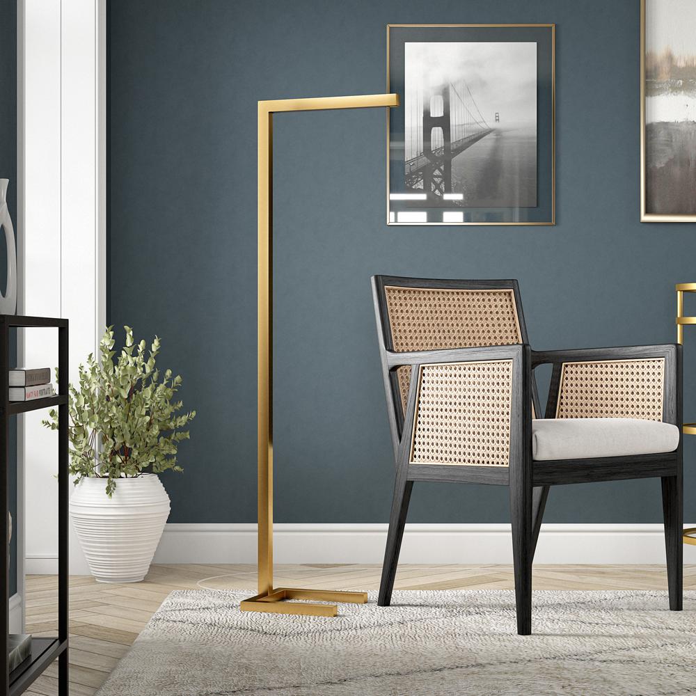 Malin 52" Tall Integrated LED Floor Lamp with Metal Shade in Brass. Picture 5