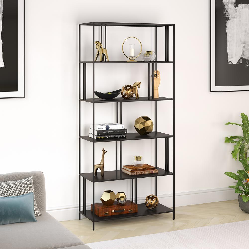 Cortland 34'' Wide Rectangular Bookcase in Blackened Bronze. Picture 4