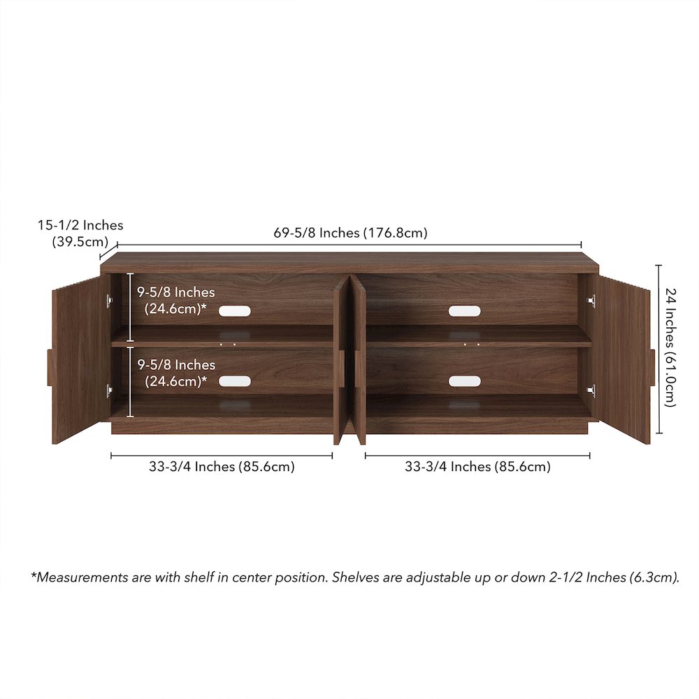 Mero Rectangular TV Stand for TV's up to 75" in Satin Walnut. Picture 3