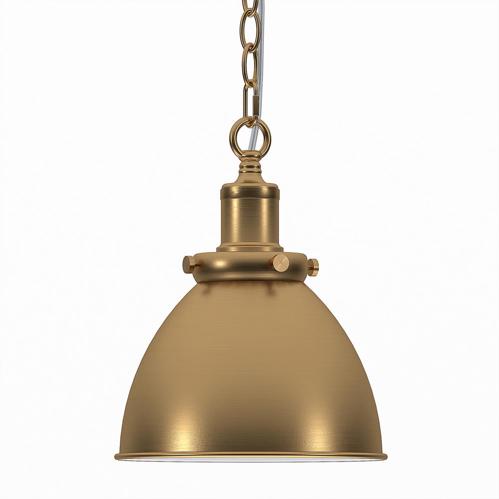 Elodie 8" Wide Pendant with Metal Shade in Brass/Brass. Picture 2