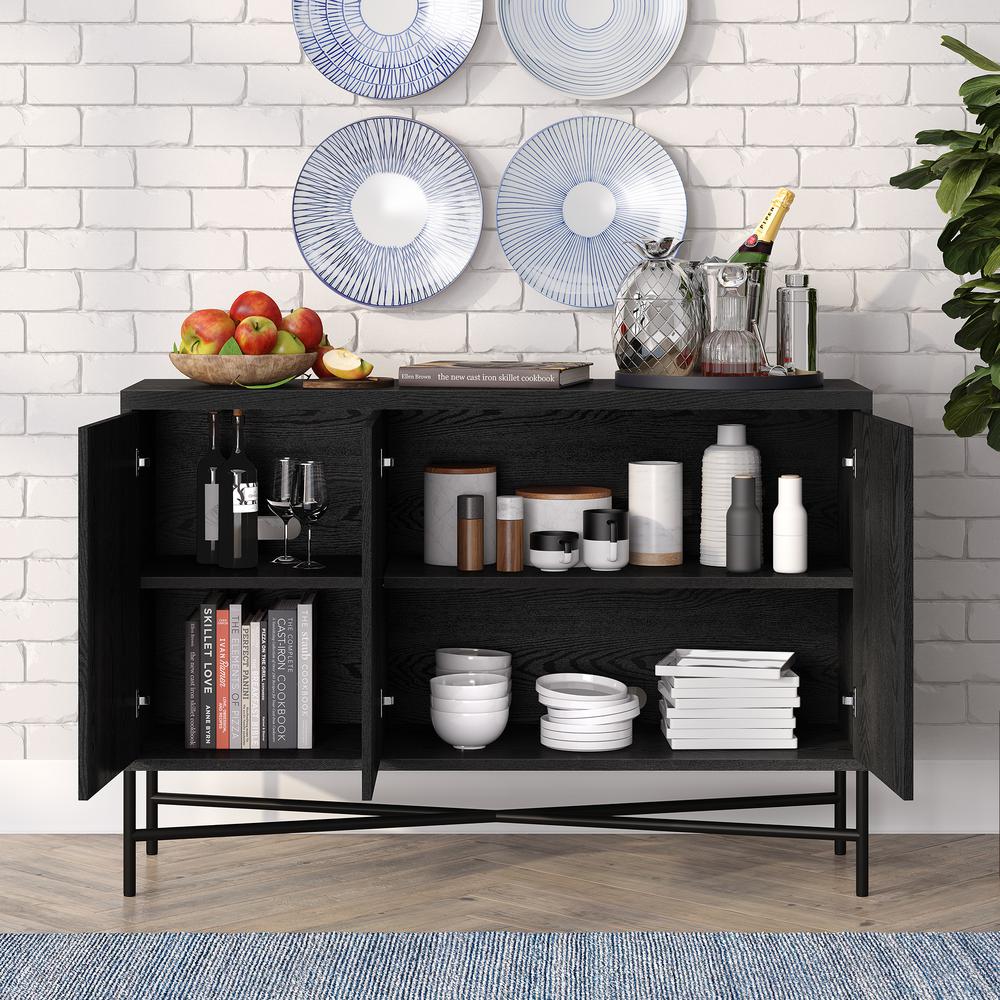 Brighton 48" Wide Rectangular Buffet Table in Black Grain. Picture 4