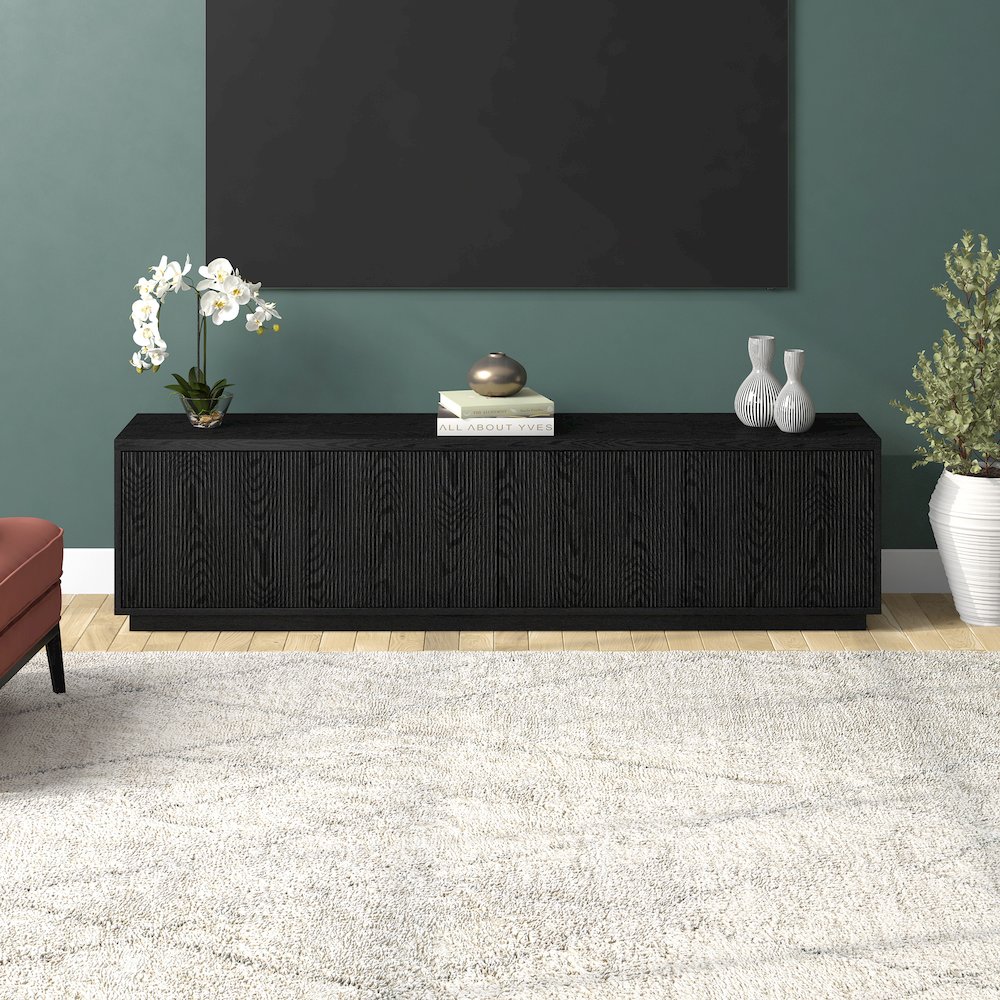 Hanson Rectangular TV Stand for TV's up to 85" in Black Grain. Picture 3