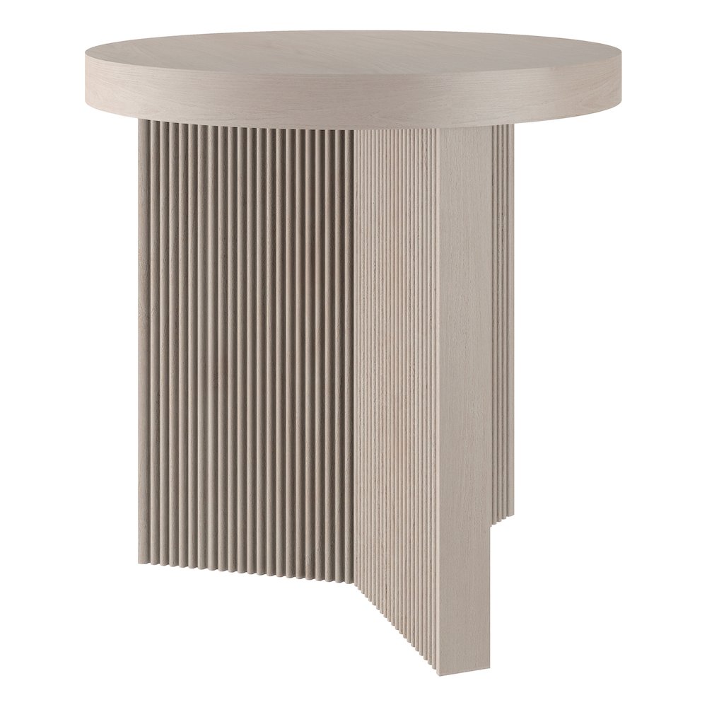 Holm 22" Wide Round Side Table in Alder White. Picture 1