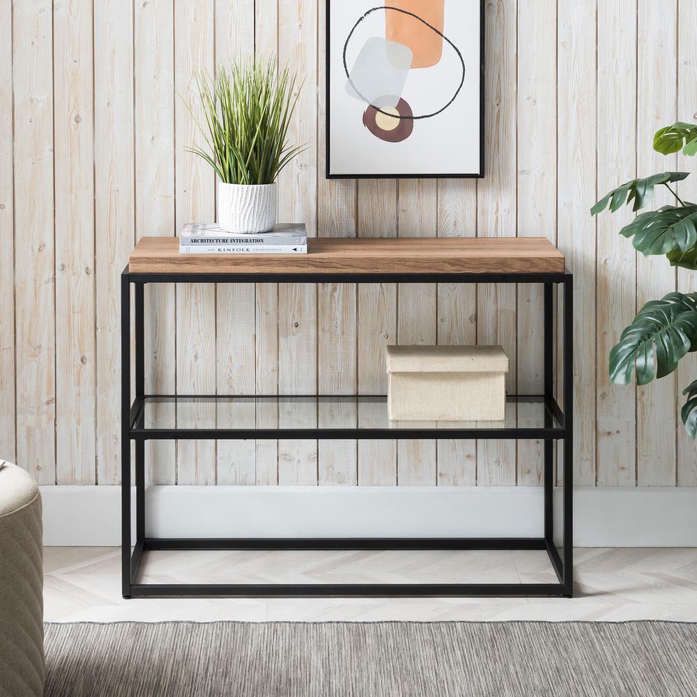 Hector 42'' Wide Rectangular Console Table in Blackened Bronze/Rustic Oak. Picture 4