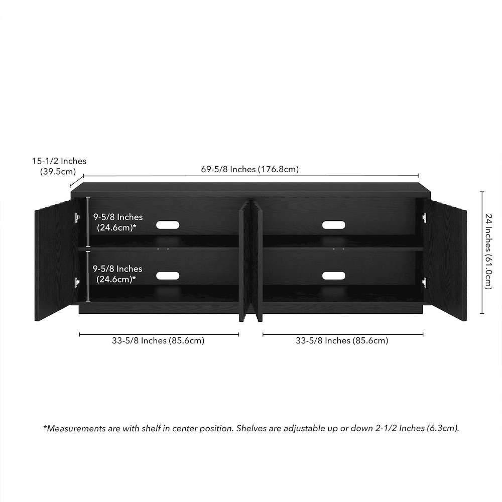 Bourne Rectangular Fluted TV Stand for TV's up to 75" in Black Grain. Picture 5