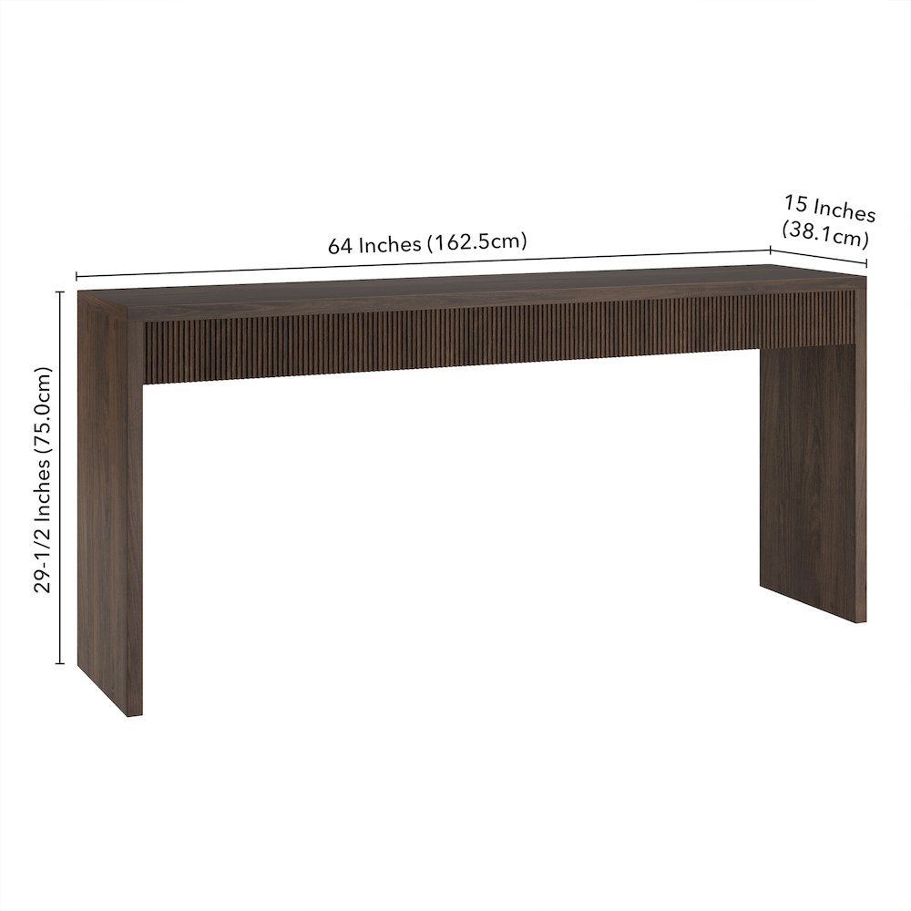 Lawrence 64" Wide Rectangular Console Table in Alder Brown. Picture 3