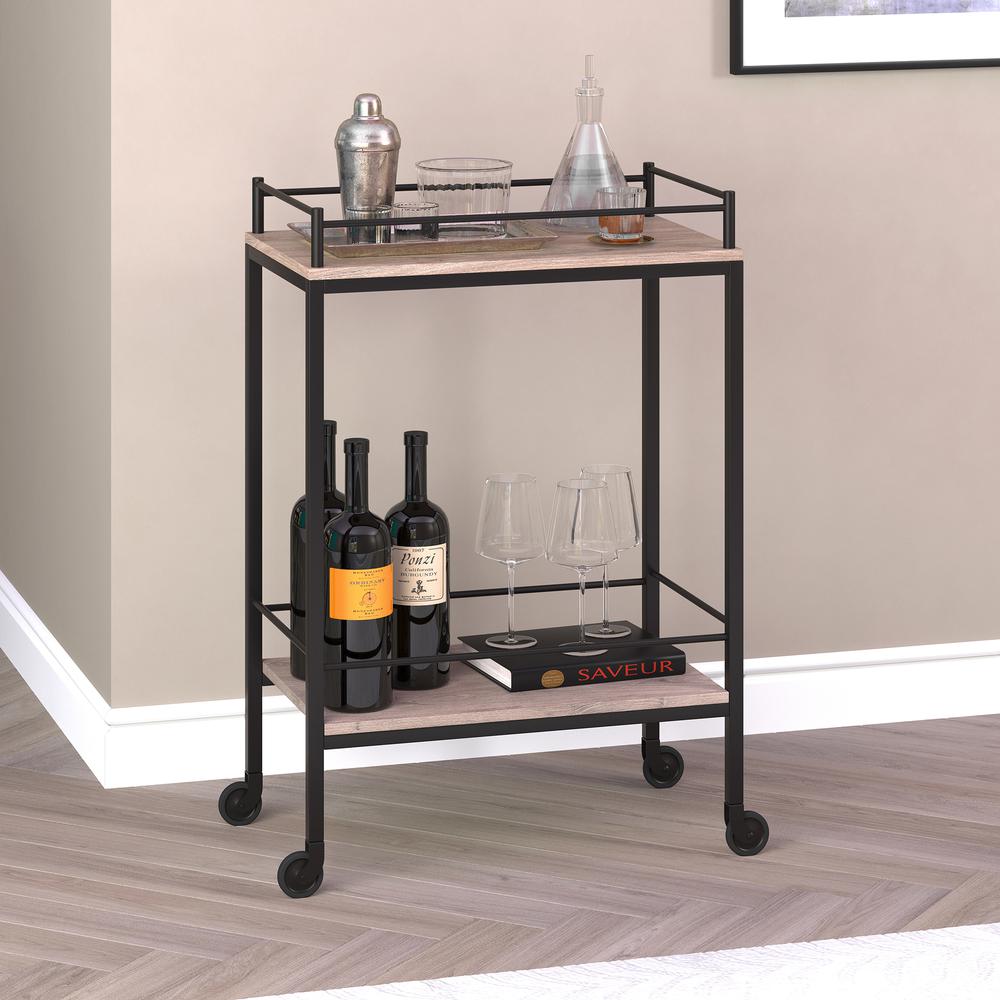 Barnes 23.5'' Wide Rectangular Bar Cart in Antiqued Gray Oak. Picture 5