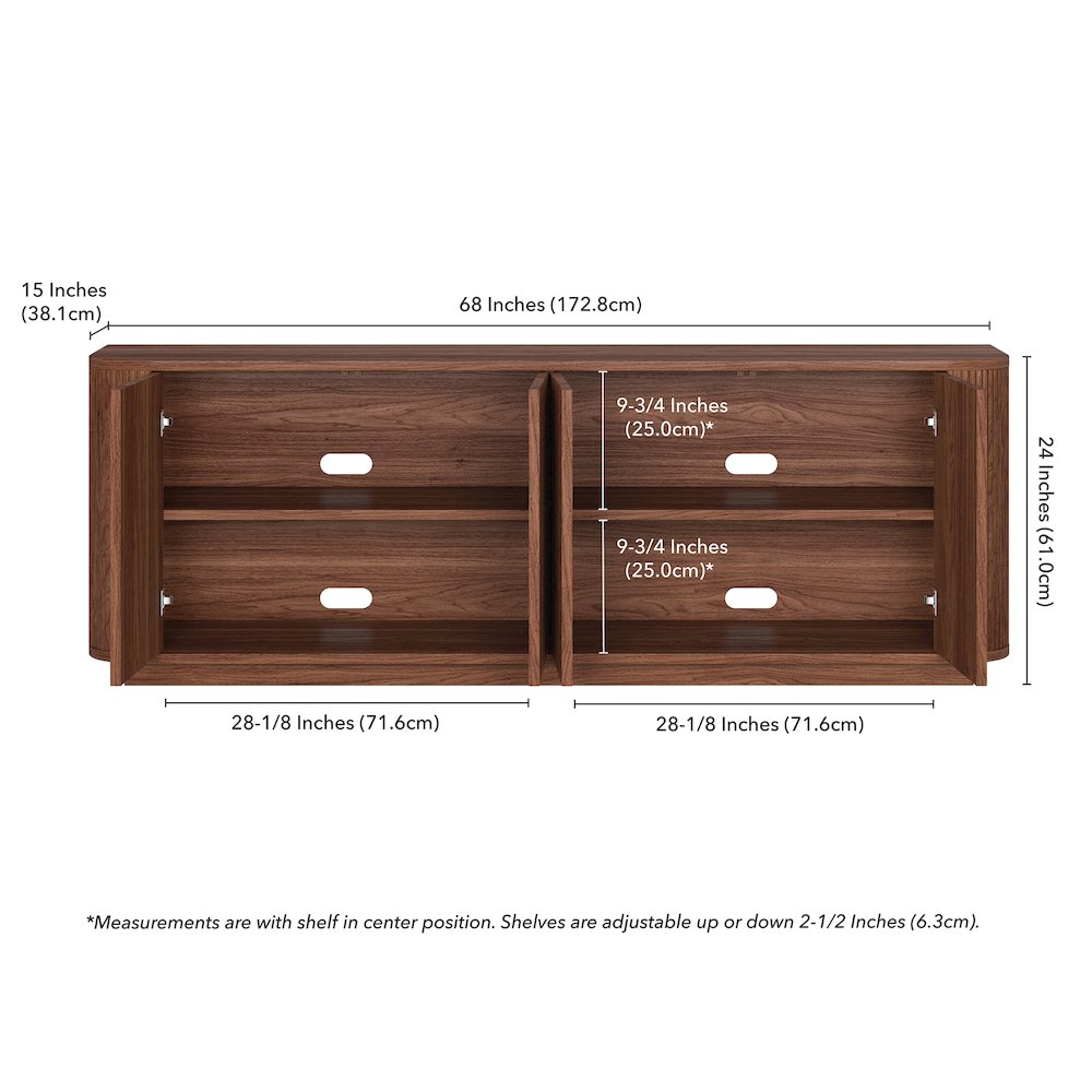 Henn&Hart TV Stand for TVs up to 75'' with 2 Ribbed Storage Cabinets with an. Picture 6