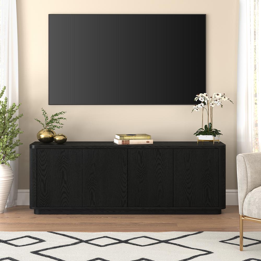 Easton Rectangular TV Stand for TV's up to 75" in Black Grain. Picture 3