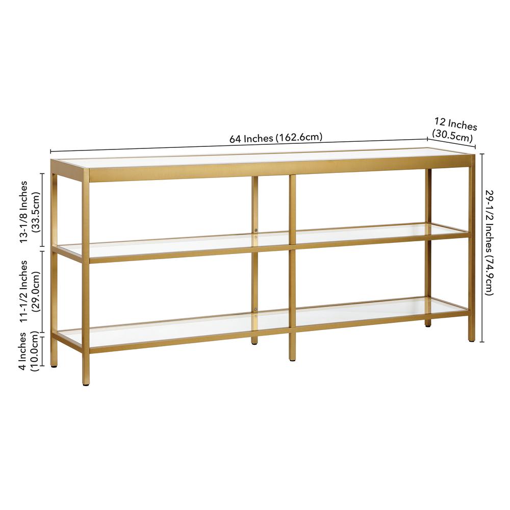 Alexis 64'' Wide Rectangular Console Table in Brass. Picture 5
