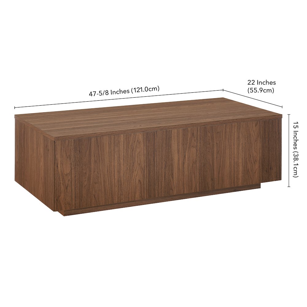 Paxton 48" Wide Rectangular Coffee Table in Satin Walnut. Picture 5