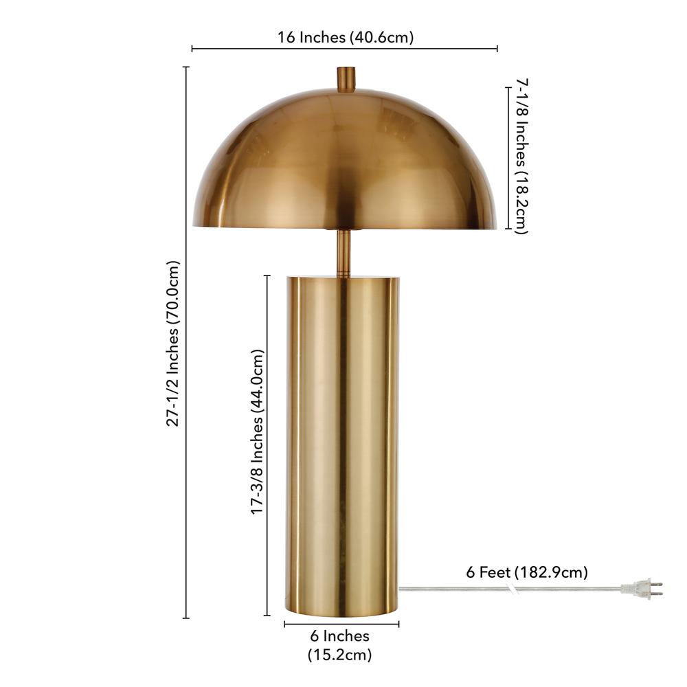 York 27" Tall Table Lamp with Metal Shade in Brass/Brass. Picture 4