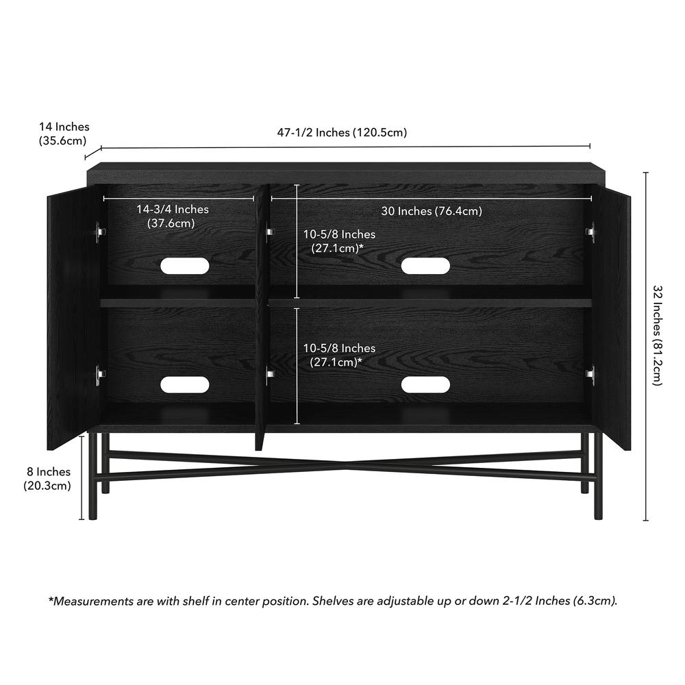 Brighton 48" Wide Rectangular Buffet Table in Black Grain. Picture 5
